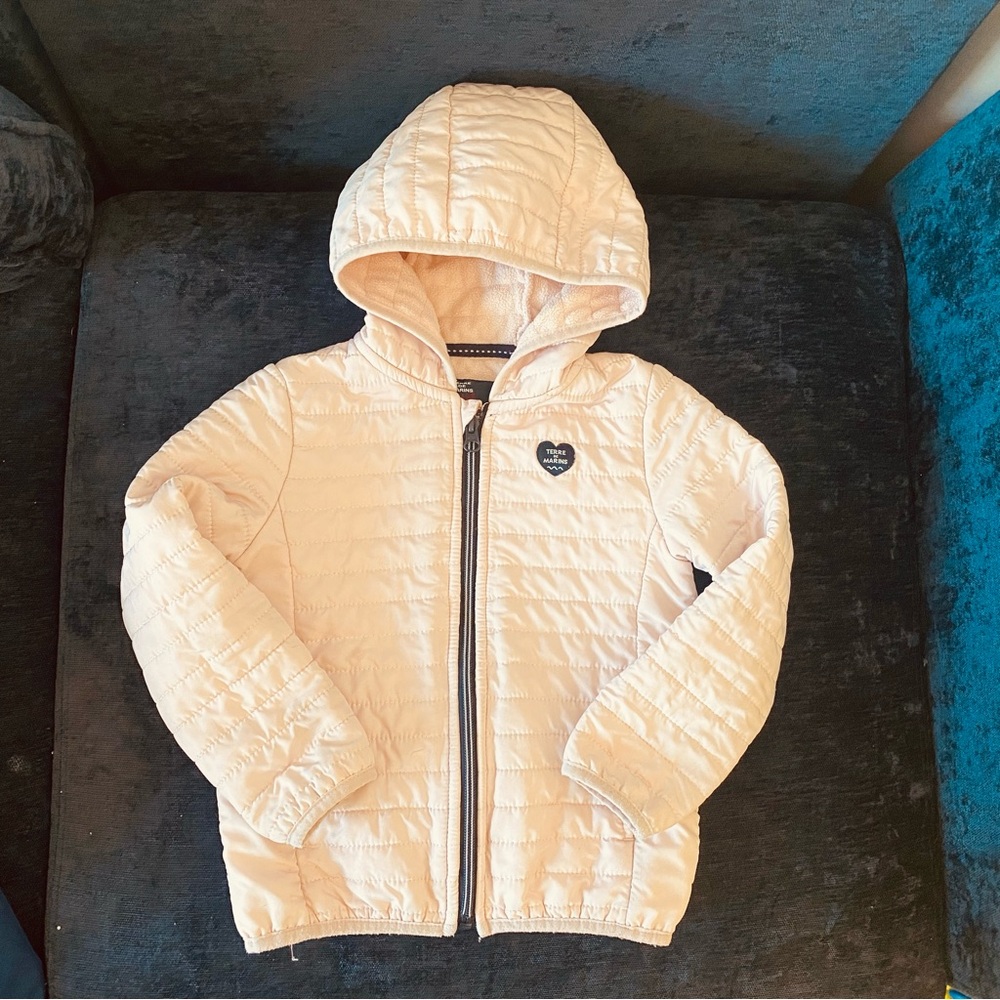 Terre de Marins Light Pink Quilted Hooded Jacket 6T